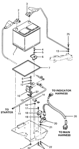 Battery And Electrical Components Diagram and Parts List for 1860 800000-821059-140661100-141661100 Cub Cadet Lawn Tractor